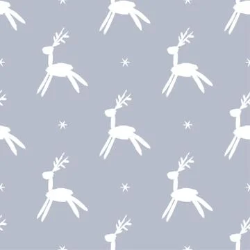 Seamless vector brush pattern with deers. Illustrazione stock