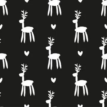 Seamless vector brush pattern with deers. Illustrazione stock