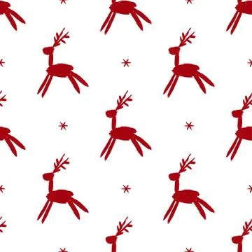 Seamless vector brush pattern with deers. Stockillustratie