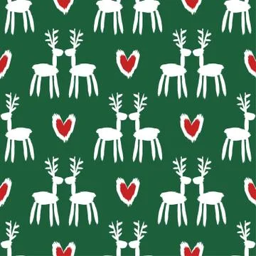 Seamless vector brush pattern with deers. イラスト素材