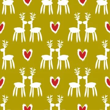 Seamless vector brush pattern with deers. Illustrazione stock