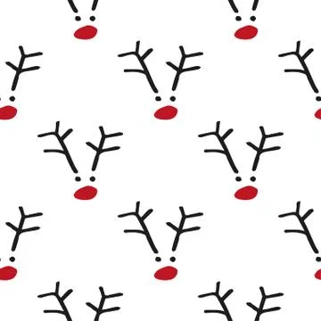 Seamless vector brush pattern with deers. Stock Illustration