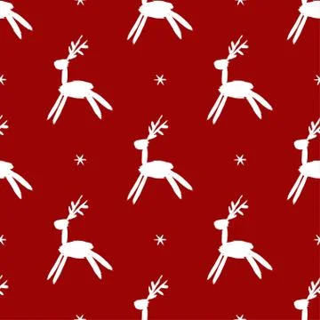 Seamless vector brush pattern with deers. 스톡 일러스트
