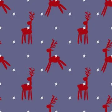 Seamless vector brush pattern with deers. Stock Illustration