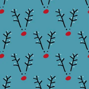 Seamless vector brush pattern with deers. Illustrazione stock