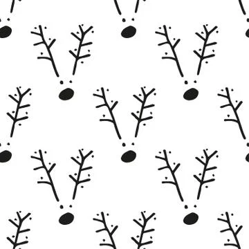 Seamless vector brush pattern with deers. Illustrazione stock