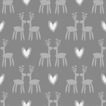 Seamless vector brush pattern with deers. Illustrazione stock