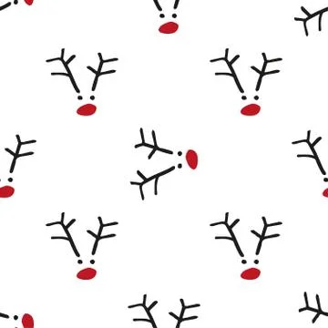 Seamless vector brush pattern with deers. Stock Illustration