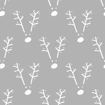 Seamless vector brush pattern with deers. Stock Illustration
