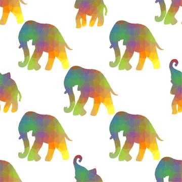 Seamless vector brush pattern with elefants. 스톡 일러스트
