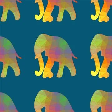 Seamless vector brush pattern with elefants. Stock Illustration
