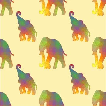 Seamless vector brush pattern with elefants. Illustrazione stock