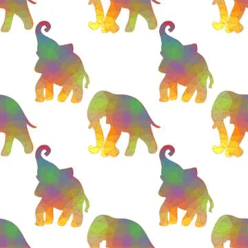 Seamless vector brush pattern with elefants. Illustrazione stock