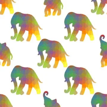 Seamless vector brush pattern with elefants. Stock Illustration