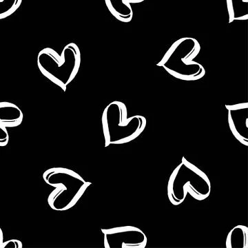 Seamless vector brush pattern with hearts. Illustrazione stock