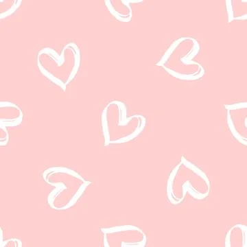 Seamless vector brush pattern with hearts. Stock Illustration