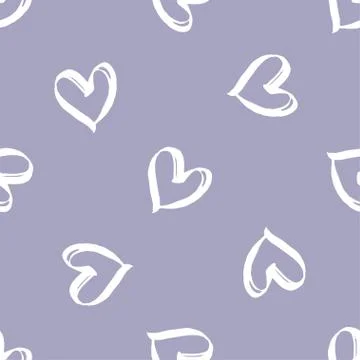 Seamless vector brush pattern with hearts. Stock Illustration