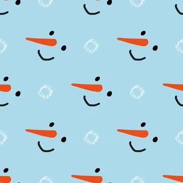 Seamless vector brush pattern with snowmen. Stock Illustration