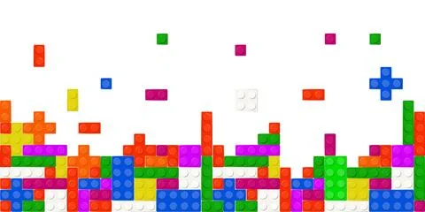 Seamless vector of building brick blocks toy like Lego. Colorful plastic toy Stock Illustration