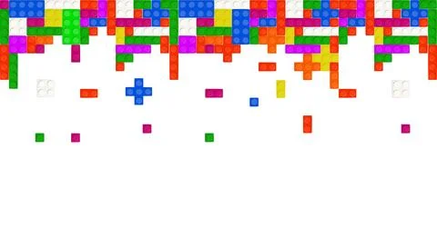 Seamless vector of building brick blocks toy like Lego. Colorful plastic toy Stock Illustration