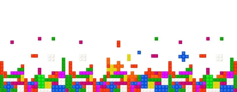 Seamless vector of building brick blocks toy like Lego. Colorful plastic toy Stock Illustration