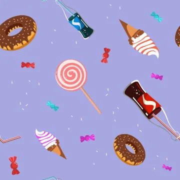 Seamless vector candy sweet pattern Stock Illustration