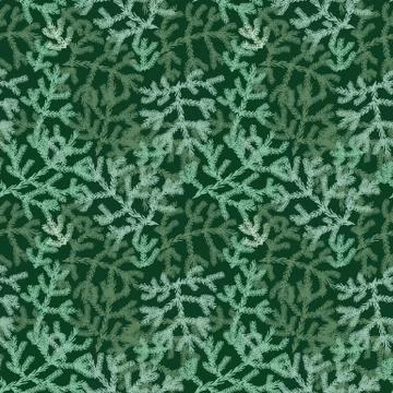Seamless vector christmas holiday pattern with green tree branches Stock Illustration