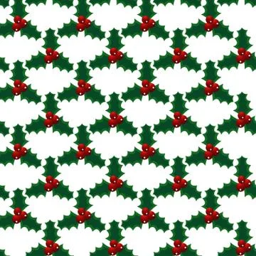 Seamless vector christmas mistletoe bright art pattern Stock Illustration