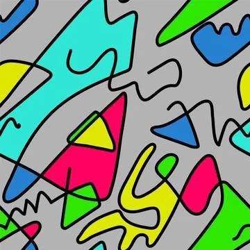 Seamless vector colorful abstract hand drawn cute pattern Stock Illustration