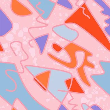 Seamless vector colorful artwork with chaotic shapes, grunge spots pattern Stock Illustration