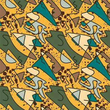 Seamless vector colorful artwork with chaotic shapes, grunge spots pattern Illustrazione stock