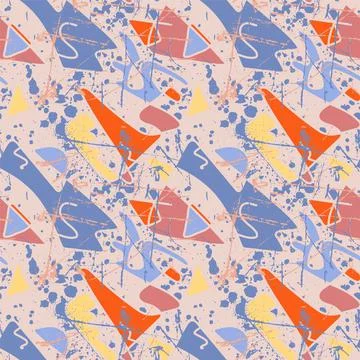 Seamless vector colorful artwork with chaotic shapes, grunge spots pattern Stock Illustration