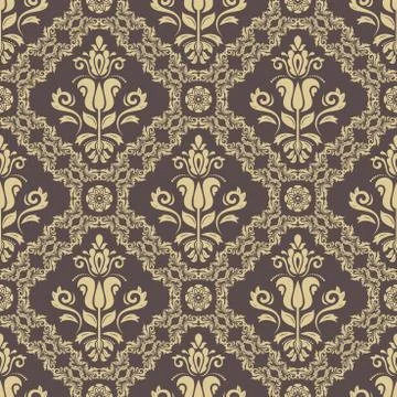Seamless Vector Damask Pattern Stock Illustration