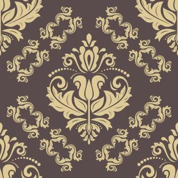 Seamless Vector Damask Pattern Stock Illustration