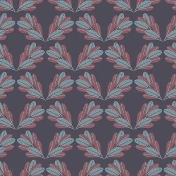 Seamless vector dark ornamental pattern with feathers arrangements Stock Illustration