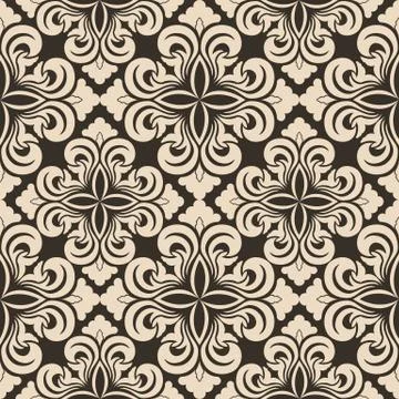 Seamless vector decorative pattern of beige floral elements in the form of a Stock Illustration