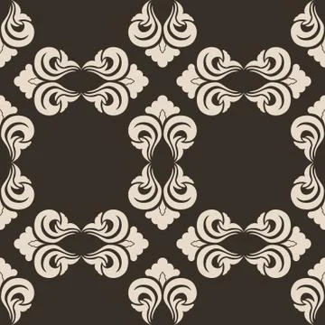 Seamless vector decorative pattern in beige color with empty rhombuses on a Stock Illustration