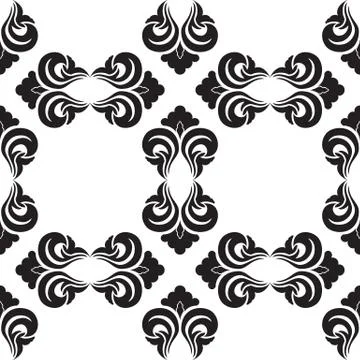 Seamless vector decorative pattern in black color with empty rhombuses on a Stock Illustration