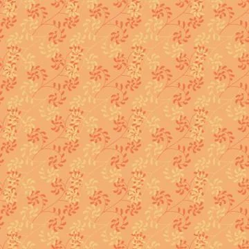 Seamless vector decorative pattern with branches in salmon pink colors Stock Illustration