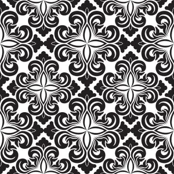 Seamless vector decorative pattern of floral elements in black in the form of a Stock-Illustration