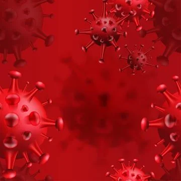 Seamless vector design of COVID-19 virus cells in red. 스톡 일러스트
