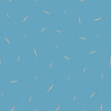Seamless vector ditsy pattern with flufffy grass on a blue background Illustrazione stock