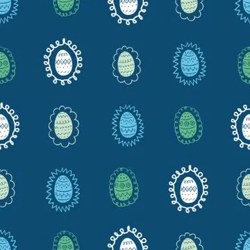 Seamless vector doodle pattern with easter eggs Stock Illustration