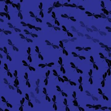 Seamless vector dragonfly or damselfly pattern background Illustrazione stock