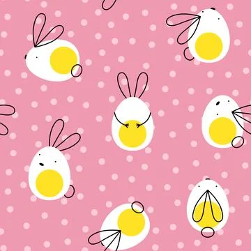 Seamless vector easter bunny pattern. Rabbit and eggs endless background. EPS 10 Illustrazione stock