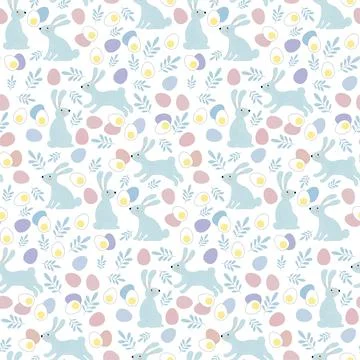 Seamless vector easter bunny pattern. Rabbit and eggs endless background. EPS Stock Illustration