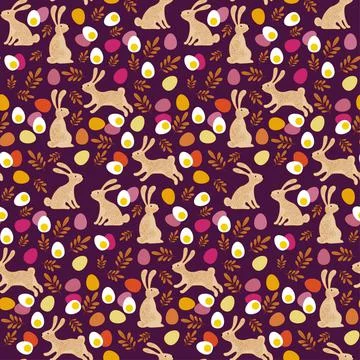 Seamless vector easter bunny pattern. Rabbit and eggs endless background. EPS Illustrazione stock