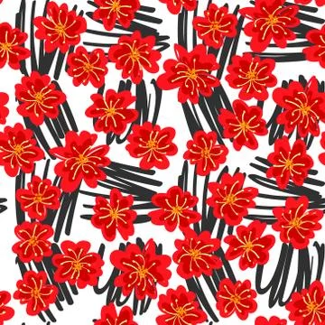Seamless vector floral background drawn by hand Stock Illustration