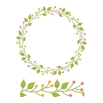 Seamless vector floral brush. Spring flower frame. Wreath. Stock Illustration