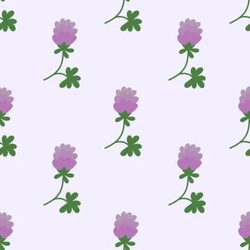 Seamless vector floral pattern with flower clover. Trefoil illustration. Stock Illustration